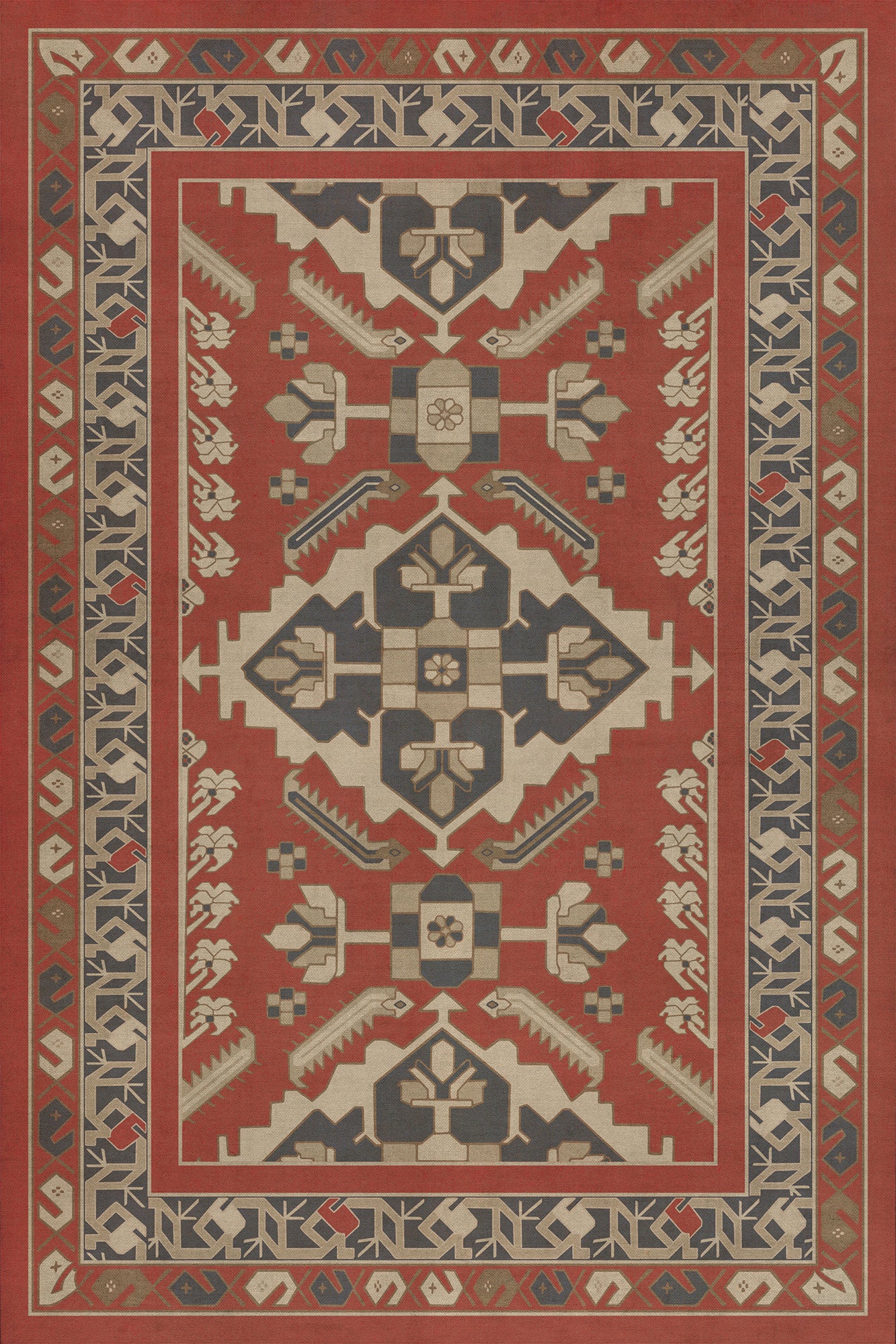 Persian Bazaar - Hamadan - Kismet 24x36 Vintage Vinyl Floorcloth