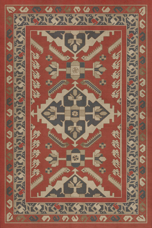 Persian Bazaar - Hamadan - Kismet 24x36 Vintage Vinyl Floorcloth