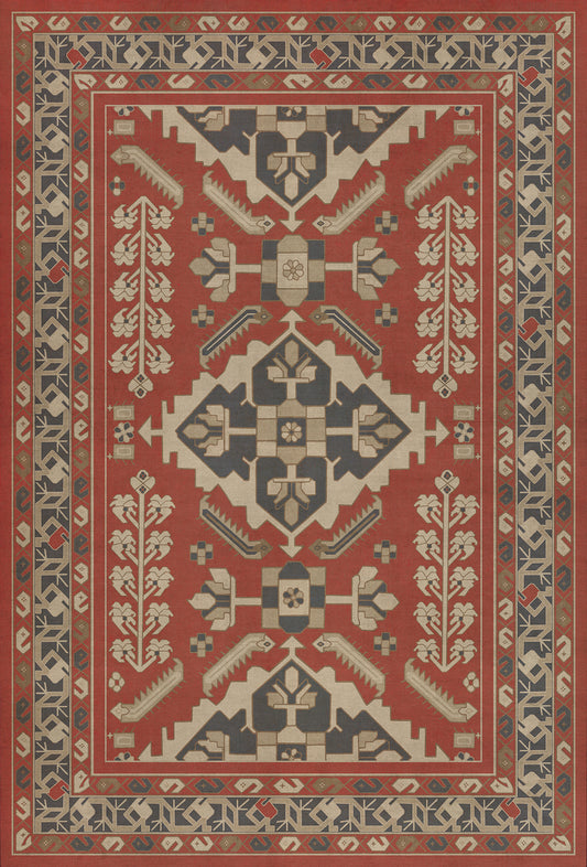 Persian Bazaar - Hamadan - Kismet 38x56 Vintage Vinyl Floorcloth