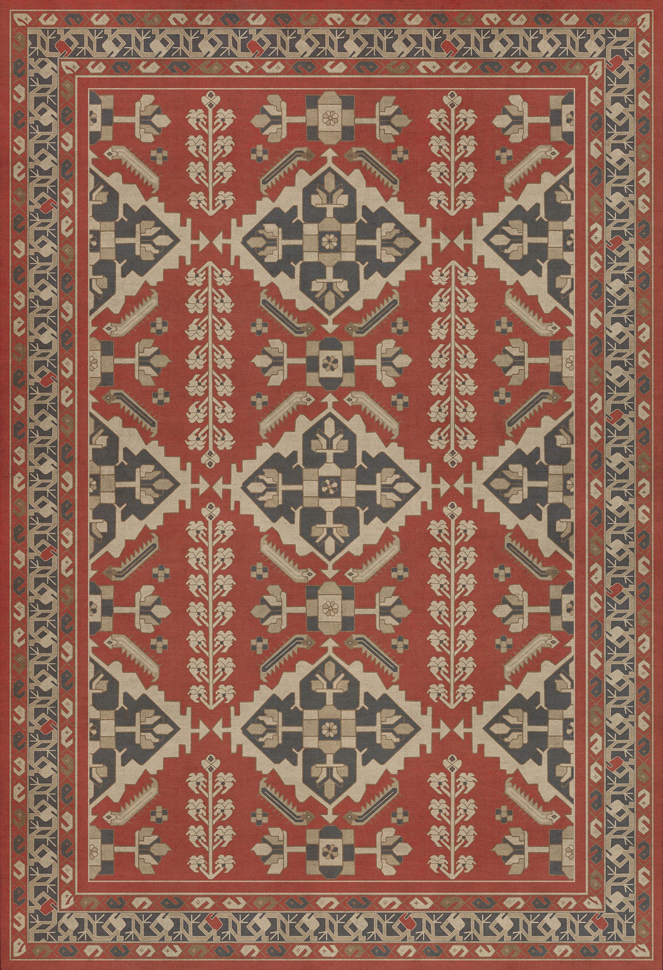 Persian Bazaar - Hamadan - Kismet 52x76 Vintage Vinyl Floorcloth