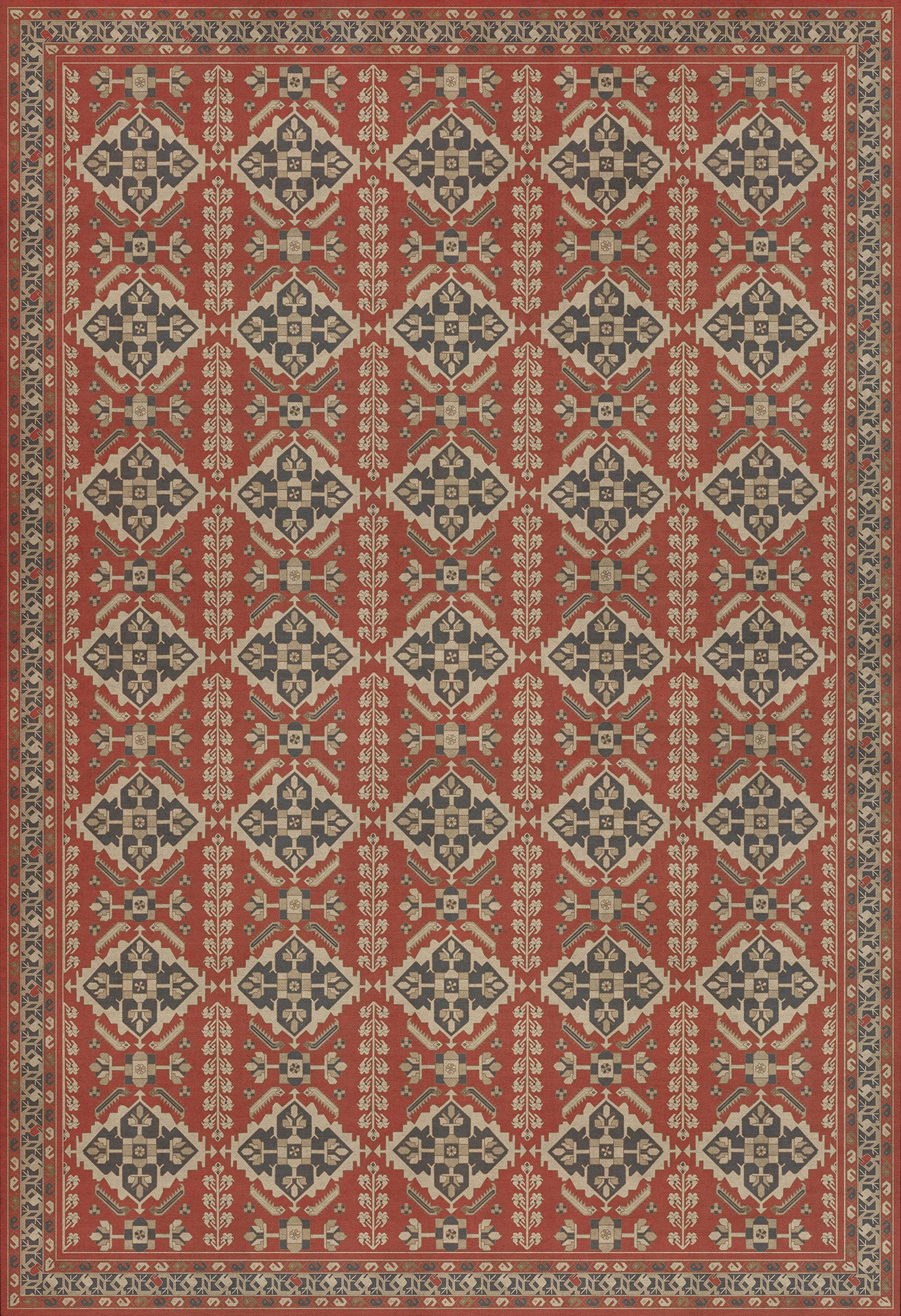 Persian Bazaar - Hamadan - Kismet 96x140 Vintage Vinyl Floorcloth