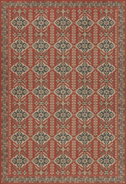 Persian Bazaar - Hamadan - Kismet 96x140 Vintage Vinyl Floorcloth
