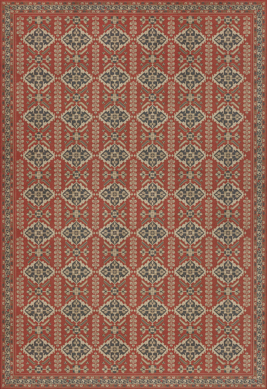 Persian Bazaar - Hamadan - Kismet 120x175 Vintage Vinyl Floorcloth