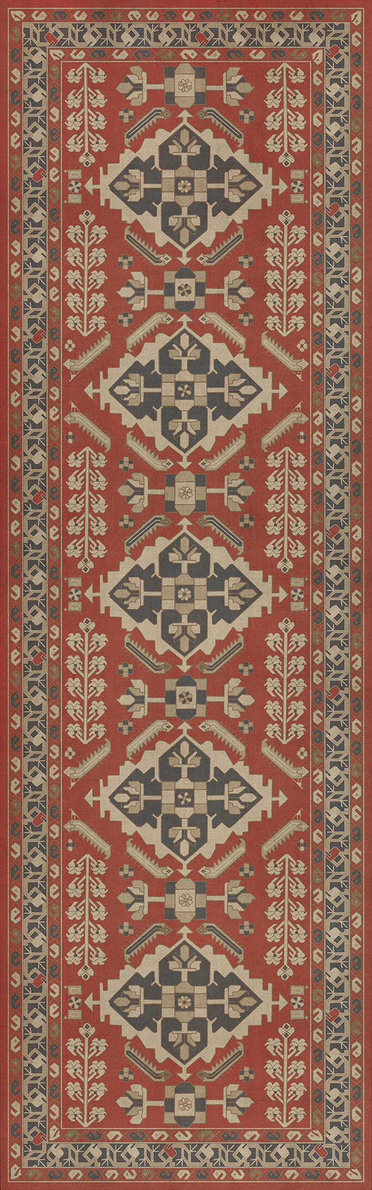 Persian Bazaar - Hamadan - Kismet 36x115 Vintage Vinyl Floorcloth