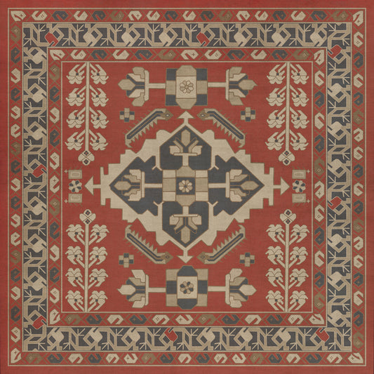 Persian Bazaar - Hamadan - Kismet 36x36 Vintage Vinyl Floorcloth