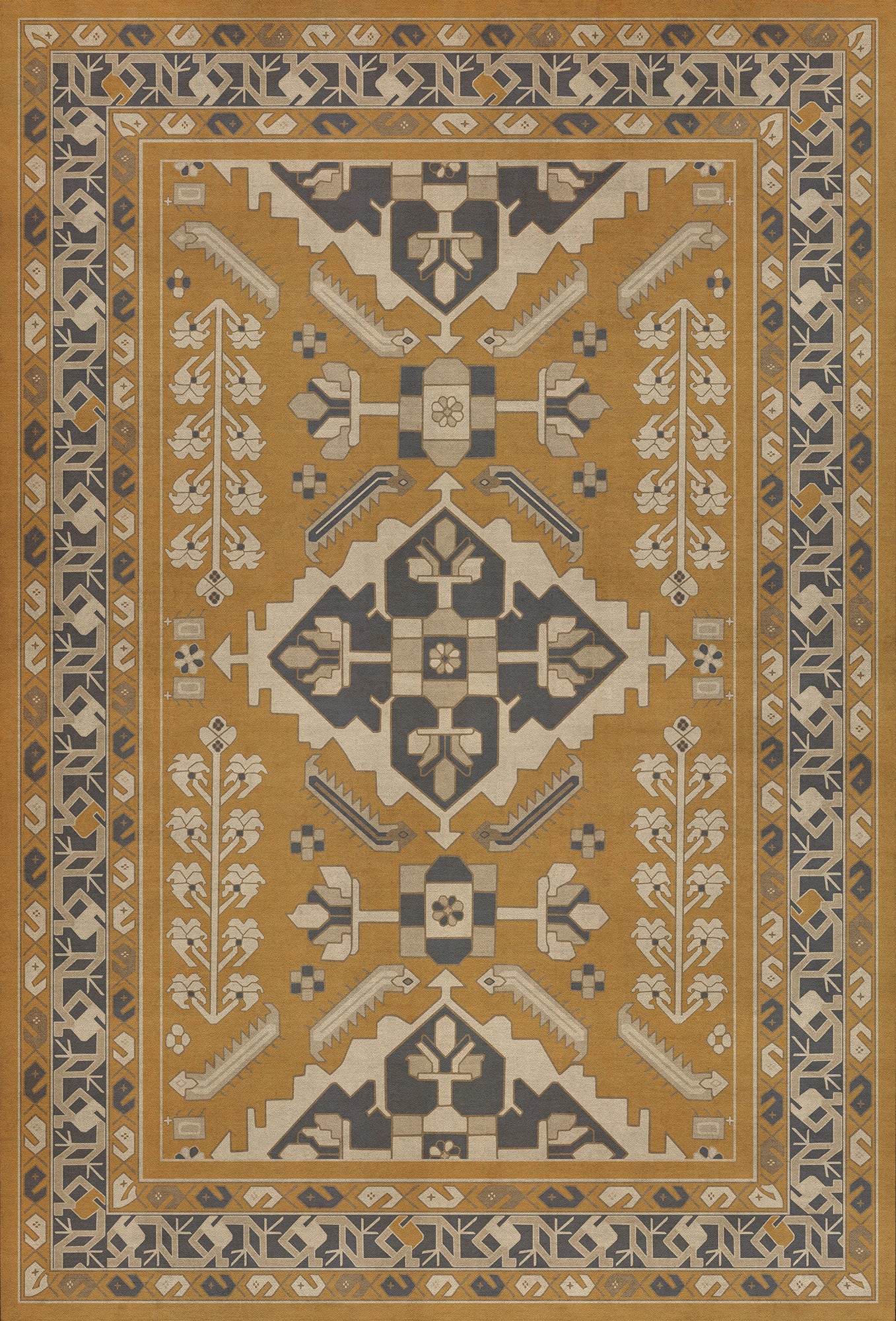 Persian Bazaar - Hamadan - Noor 38x56 Vintage Vinyl Floorcloth