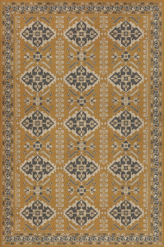 Persian Bazaar - Hamadan - Noor 72x108 Vintage Vinyl Floorcloth