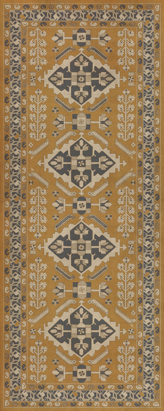Persian Bazaar - Hamadan - Noor 36x90 Vintage Vinyl Floorcloth