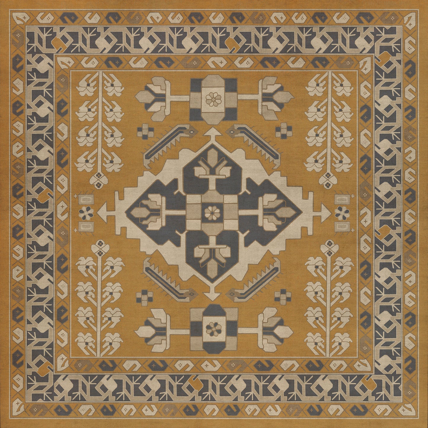 Persian Bazaar - Hamadan - Noor 36x36 Vintage Vinyl Floorcloth