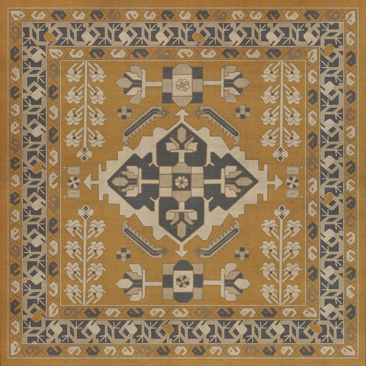 Persian Bazaar - Hamadan - Noor 36x36 Vintage Vinyl Floorcloth