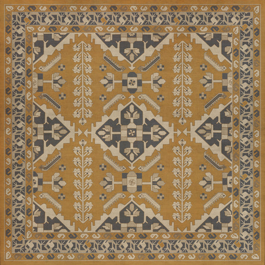 Persian Bazaar - Hamadan - Noor 48x48 Vintage Vinyl Floorcloth