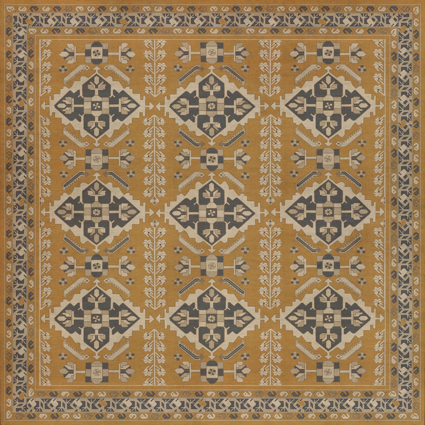 Persian Bazaar - Hamadan - Noor 72x72 Vintage Vinyl Floorcloth