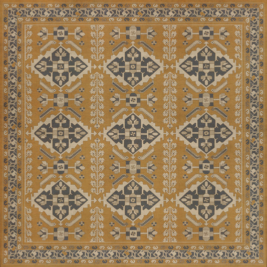 Persian Bazaar - Hamadan - Noor 72x72 Vintage Vinyl Floorcloth