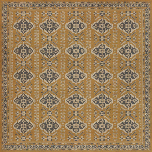 Persian Bazaar - Hamadan - Noor 96x96 Vintage Vinyl Floorcloth