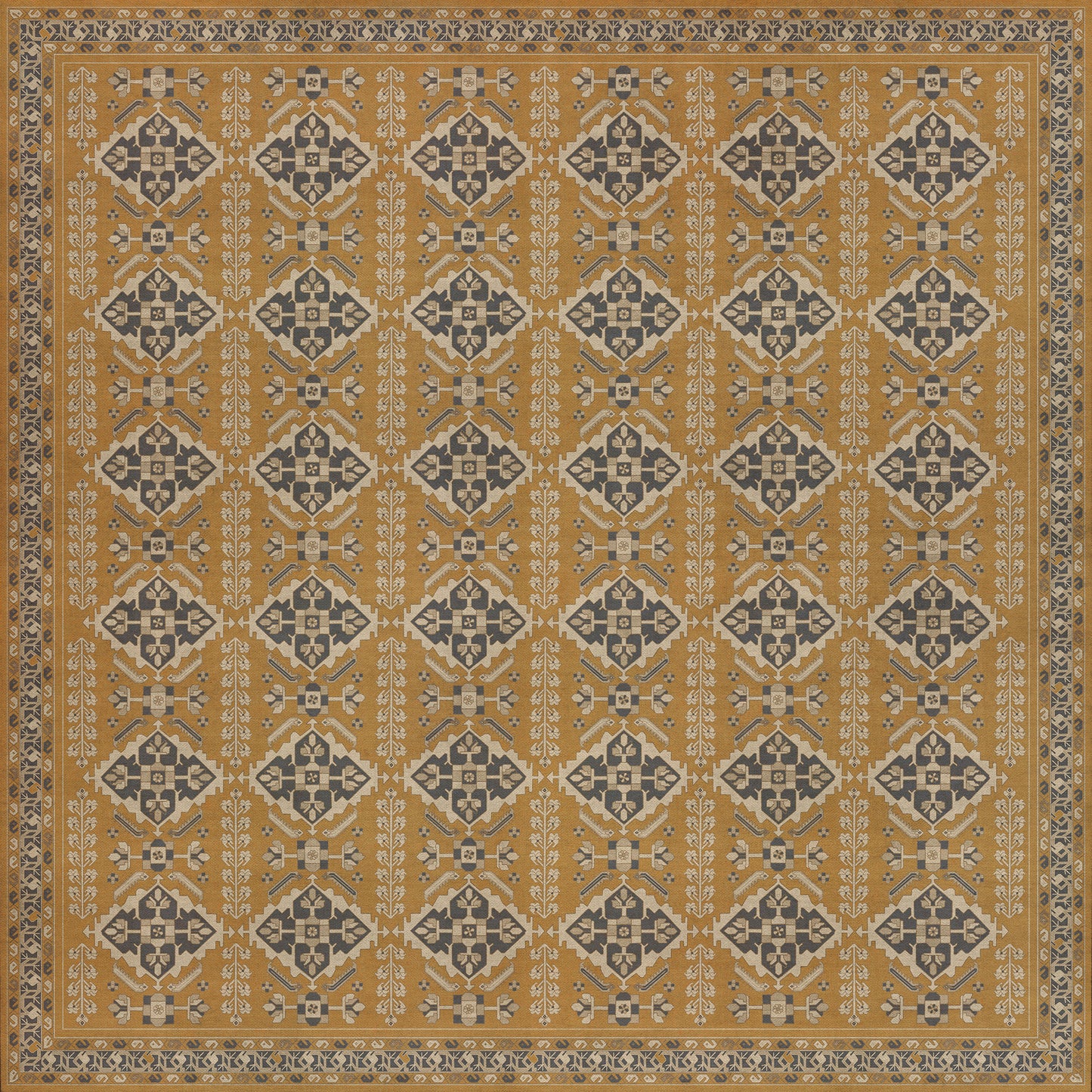 Persian Bazaar - Hamadan - Noor 120x120 Vintage Vinyl Floorcloth