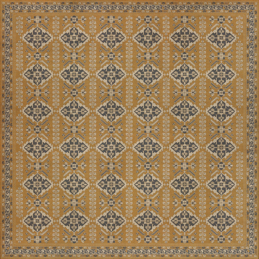 Persian Bazaar - Hamadan - Noor 120x120 Vintage Vinyl Floorcloth