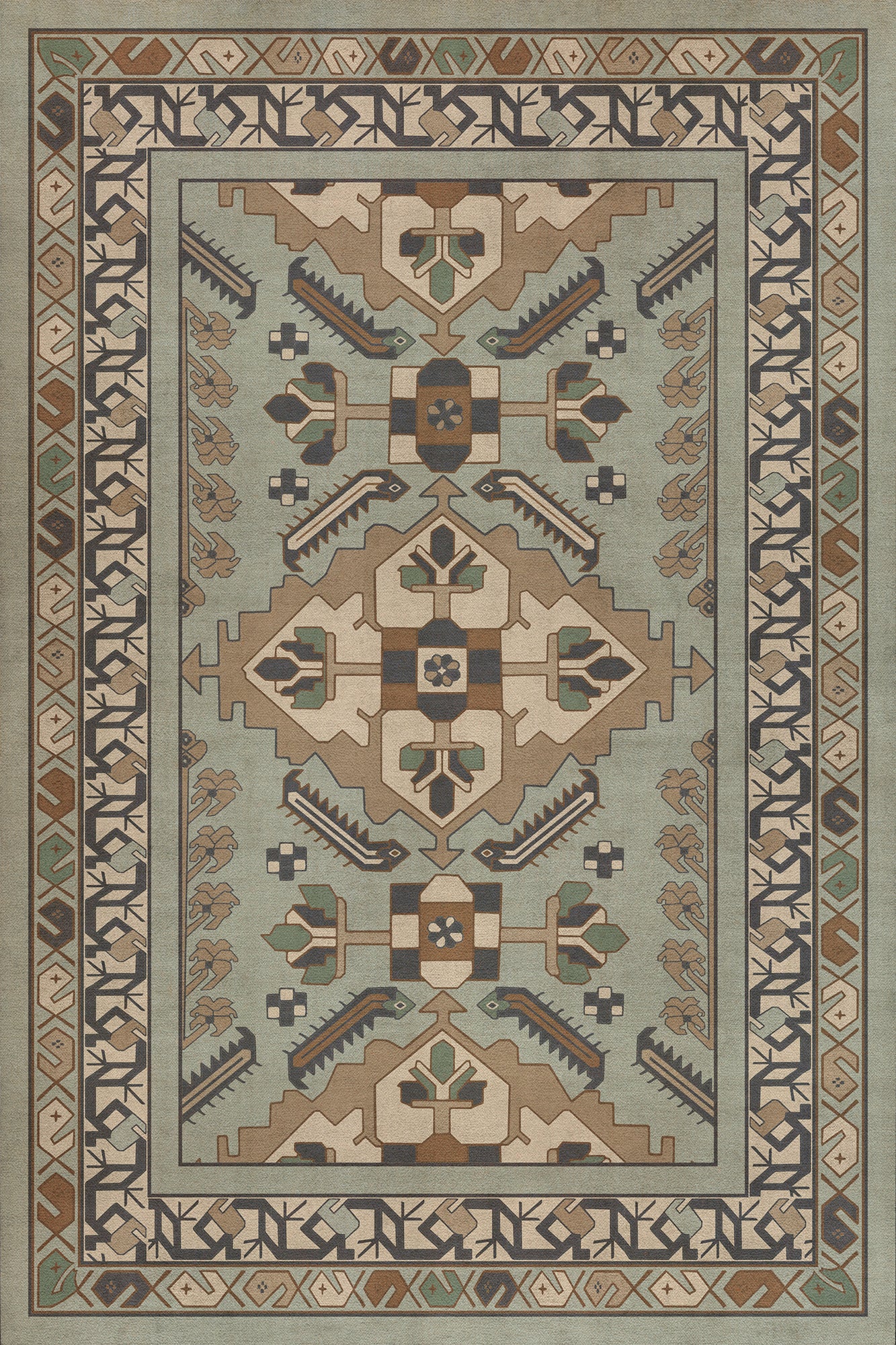 Persian Bazaar - Hamadan - Sadiq 20x30 Vintage Vinyl Floorcloth