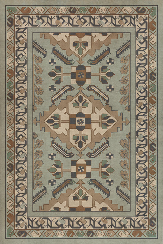 Persian Bazaar - Hamadan - Sadiq 24x36 Vintage Vinyl Floorcloth