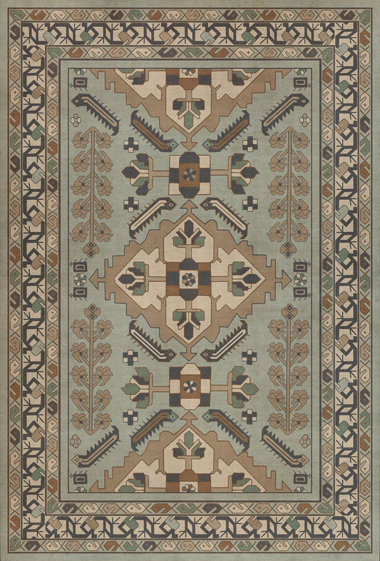 Persian Bazaar - Hamadan - Sadiq 38x56 Vintage Vinyl Floorcloth