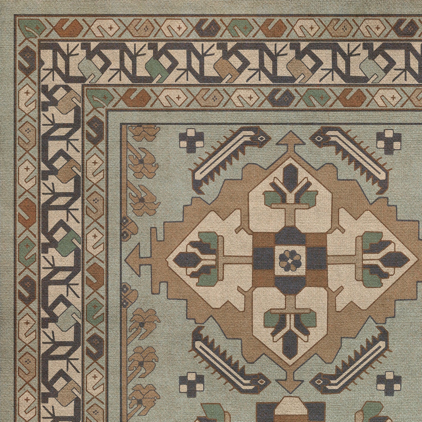 Persian Bazaar - Hamadan - Sadiq 72x108 Vintage Vinyl Floorcloth