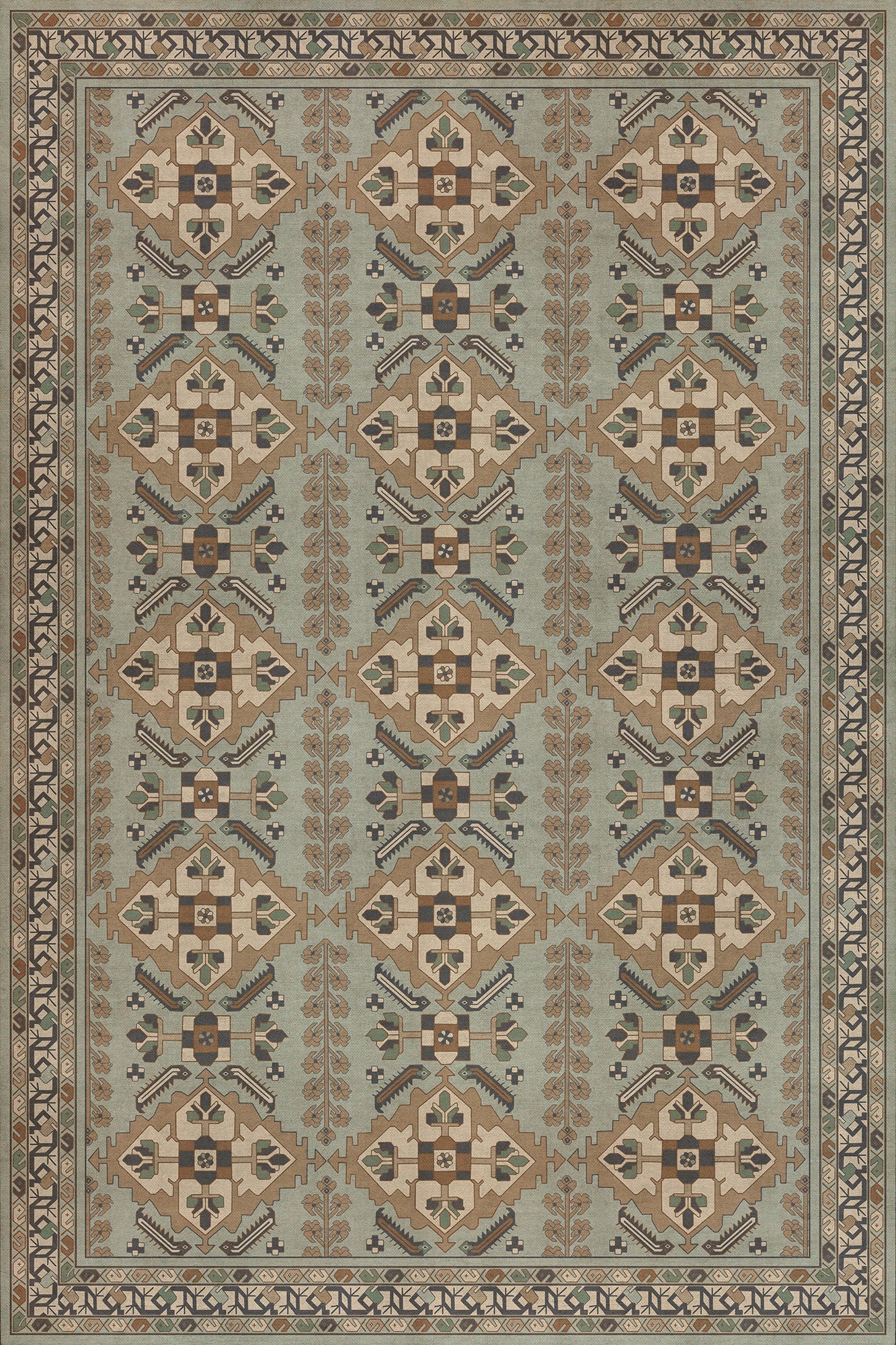 Persian Bazaar - Hamadan - Sadiq 72x108 Vintage Vinyl Floorcloth