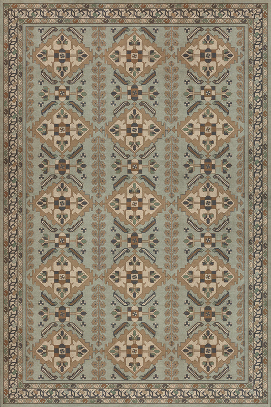 Persian Bazaar - Hamadan - Sadiq 72x108 Vintage Vinyl Floorcloth