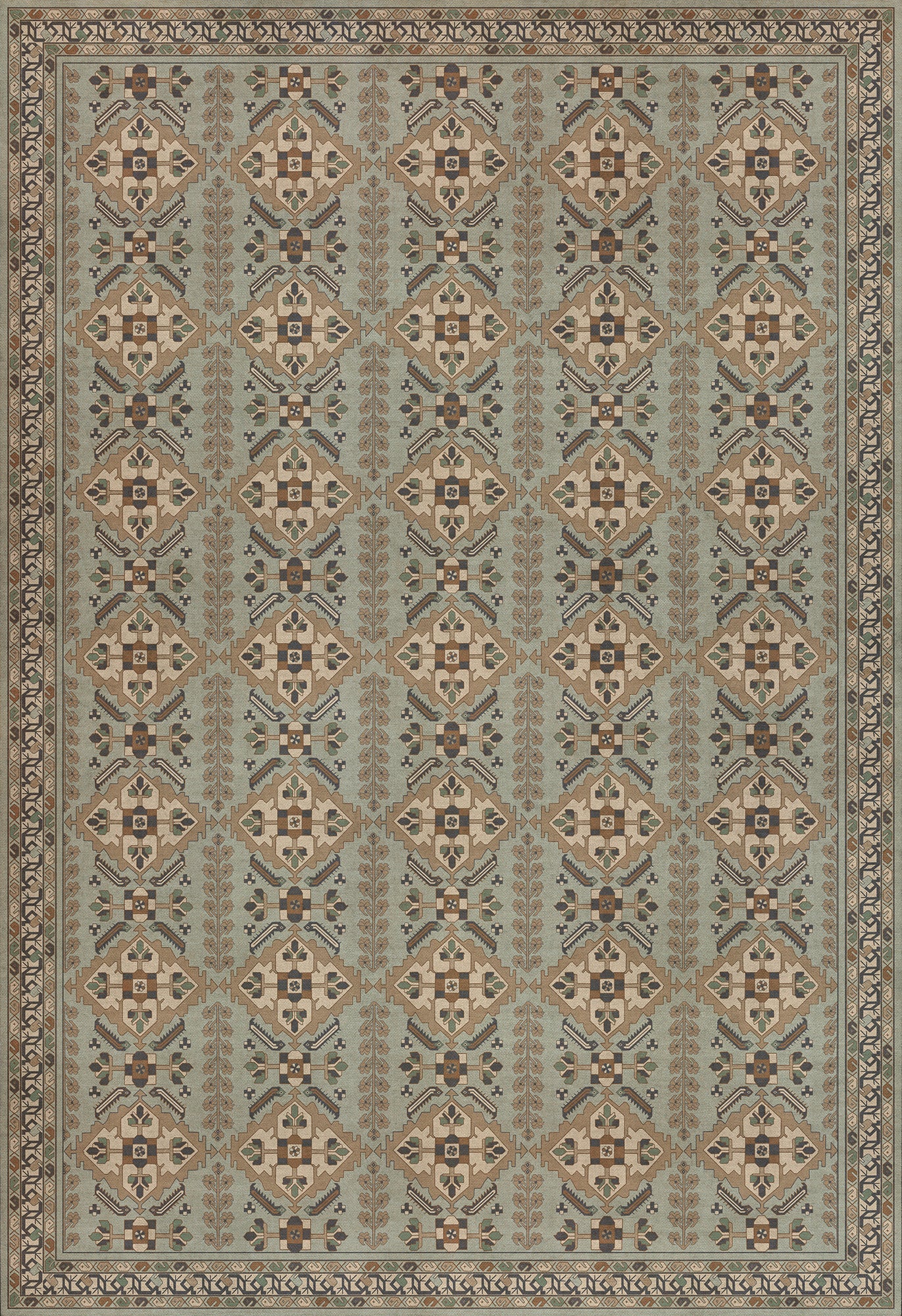 Persian Bazaar - Hamadan - Sadiq 96x140 Vintage Vinyl Floorcloth
