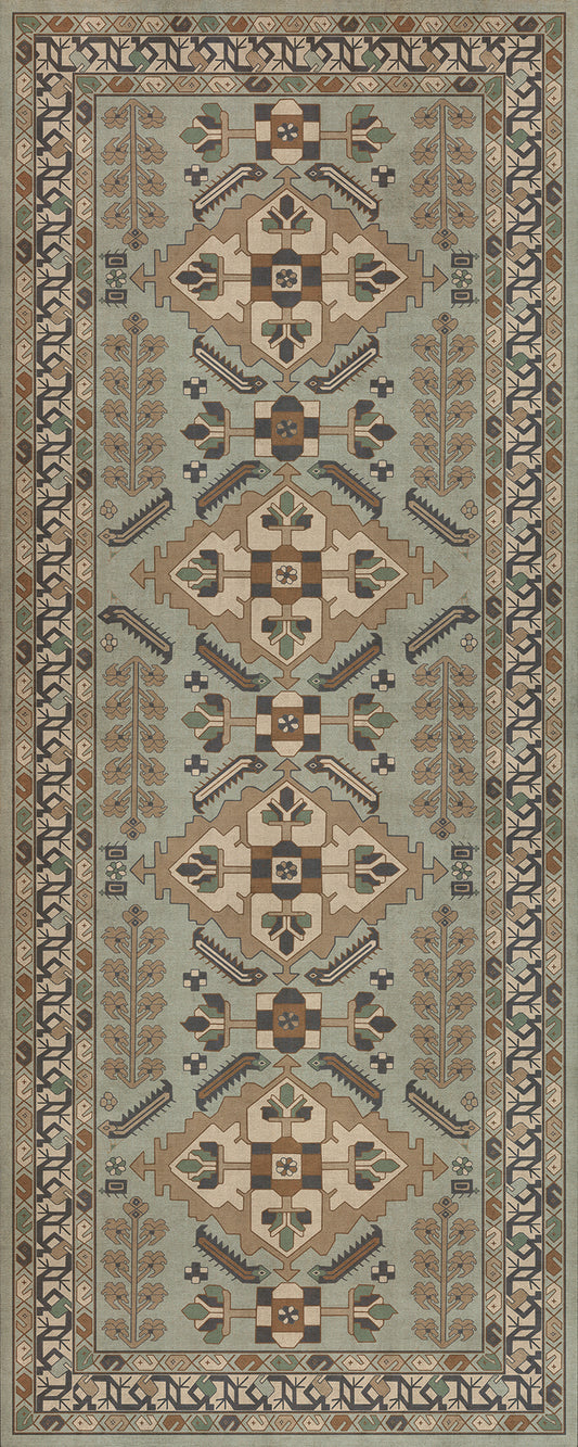 Persian Bazaar - Hamadan - Sadiq 36x90 Vintage Vinyl Floorcloth
