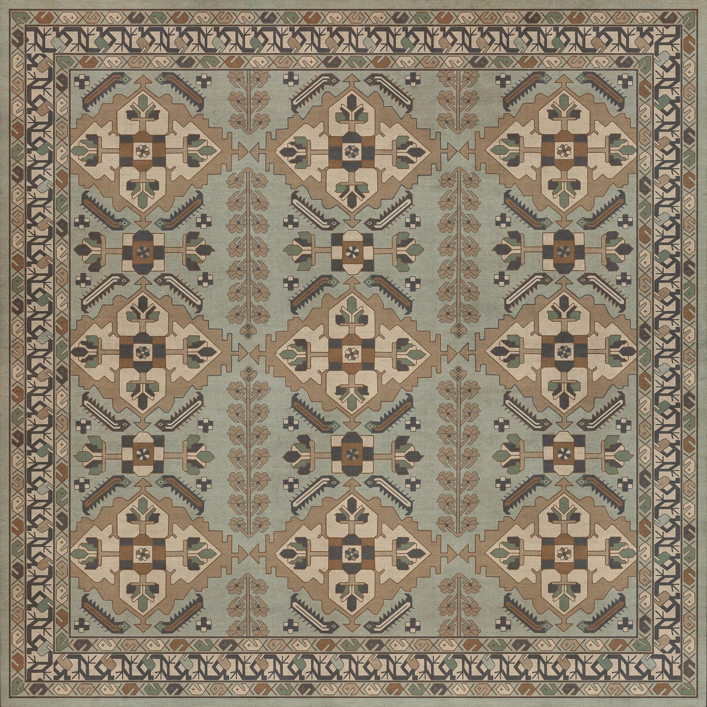 Persian Bazaar - Hamadan - Sadiq 60x60 Vintage Vinyl Floorcloth
