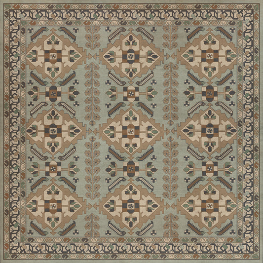 Persian Bazaar - Hamadan - Sadiq 60x60 Vintage Vinyl Floorcloth