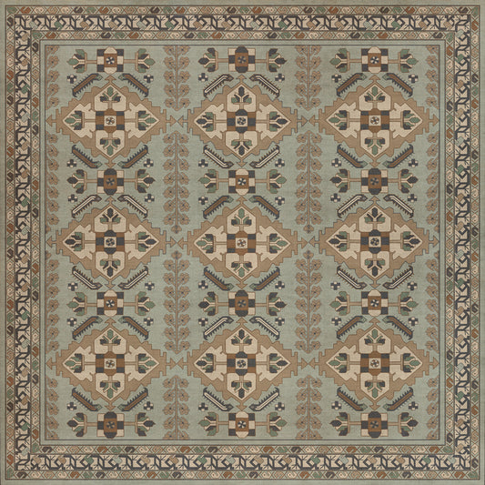 Persian Bazaar - Hamadan - Sadiq 72x72 Vintage Vinyl Floorcloth