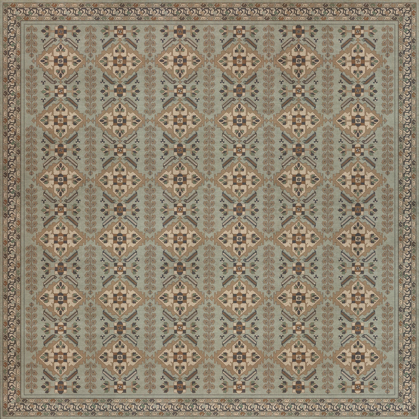 Persian Bazaar - Hamadan - Sadiq 120x120 Vintage Vinyl Floorcloth
