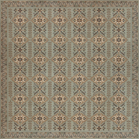 Persian Bazaar - Hamadan - Sadiq 120x120 Vintage Vinyl Floorcloth