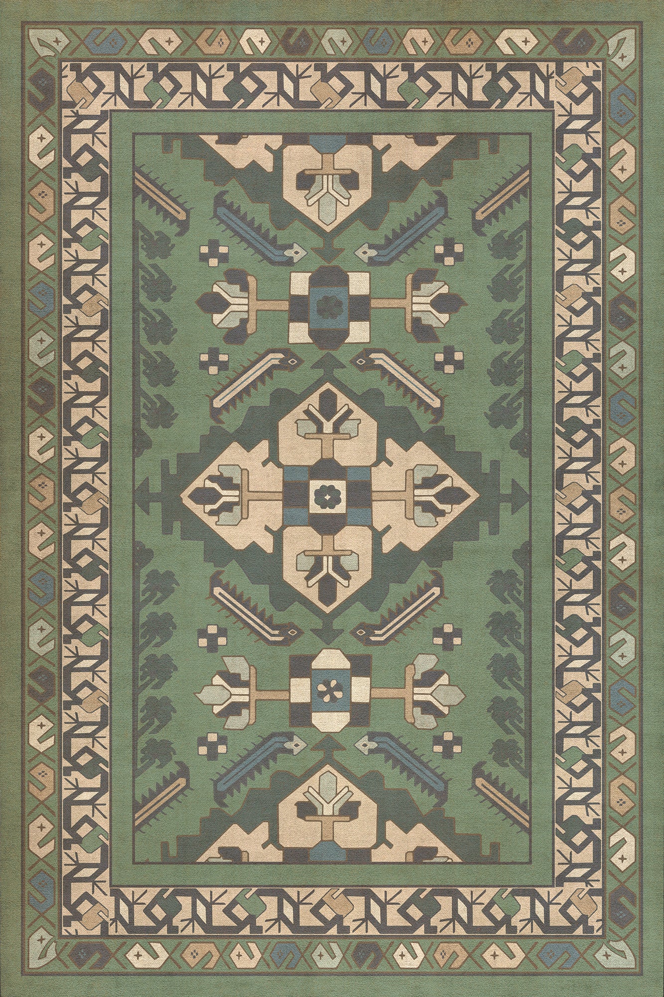 Persian Bazaar - Hamadan - Yakamoz 20x30 Vintage Vinyl Floorcloth