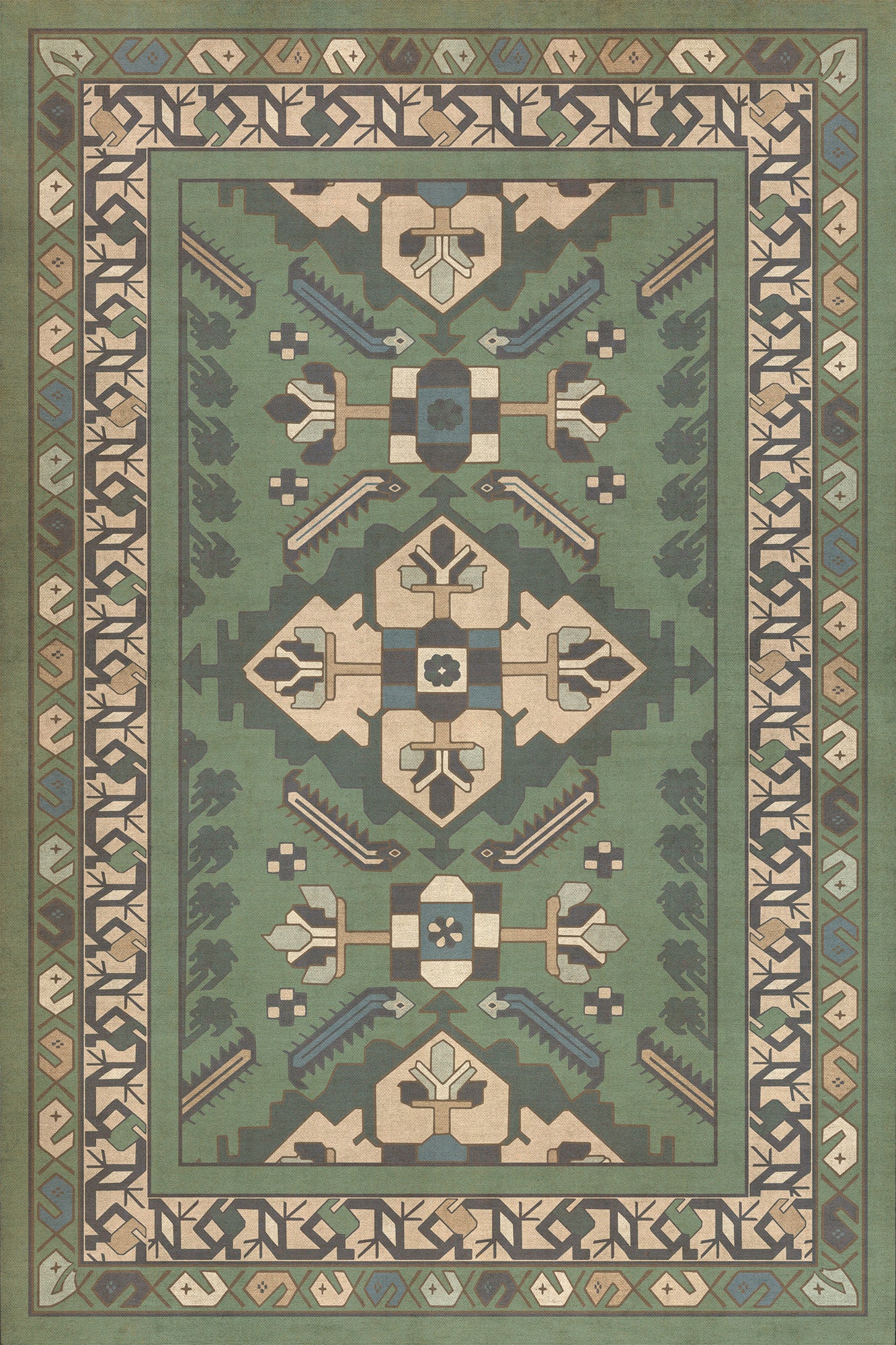 Persian Bazaar - Hamadan - Yakamoz 24x36 Vintage Vinyl Floorcloth