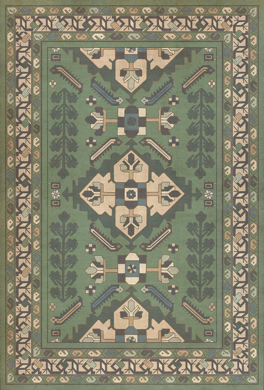 Persian Bazaar - Hamadan - Yakamoz 38x56 Vintage Vinyl Floorcloth