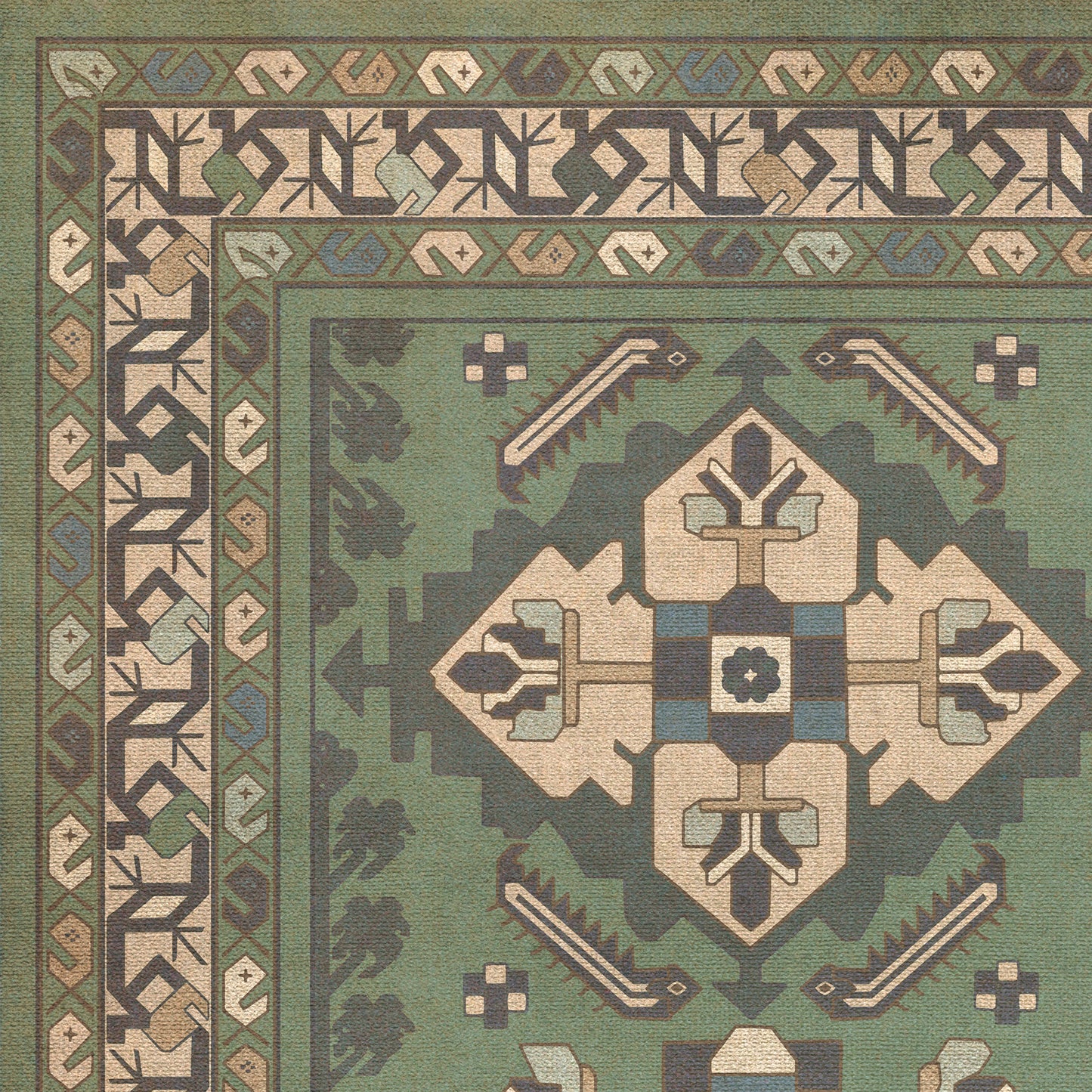 Persian Bazaar - Hamadan - Yakamoz 72x108 Vintage Vinyl Floorcloth