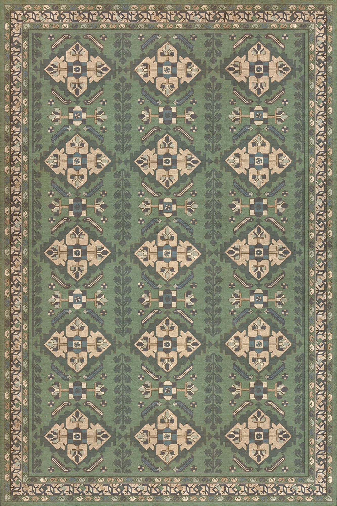 Persian Bazaar - Hamadan - Yakamoz 72x108 Vintage Vinyl Floorcloth