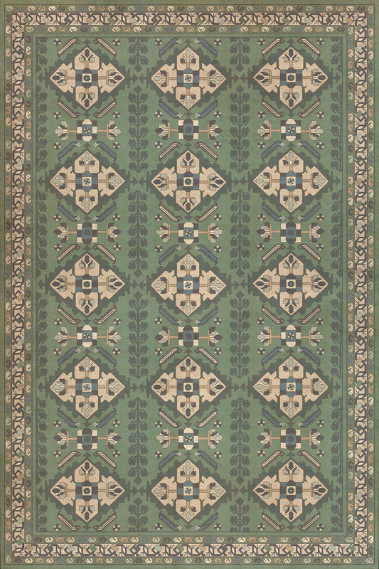 Persian Bazaar - Hamadan - Yakamoz 72x108 Vintage Vinyl Floorcloth