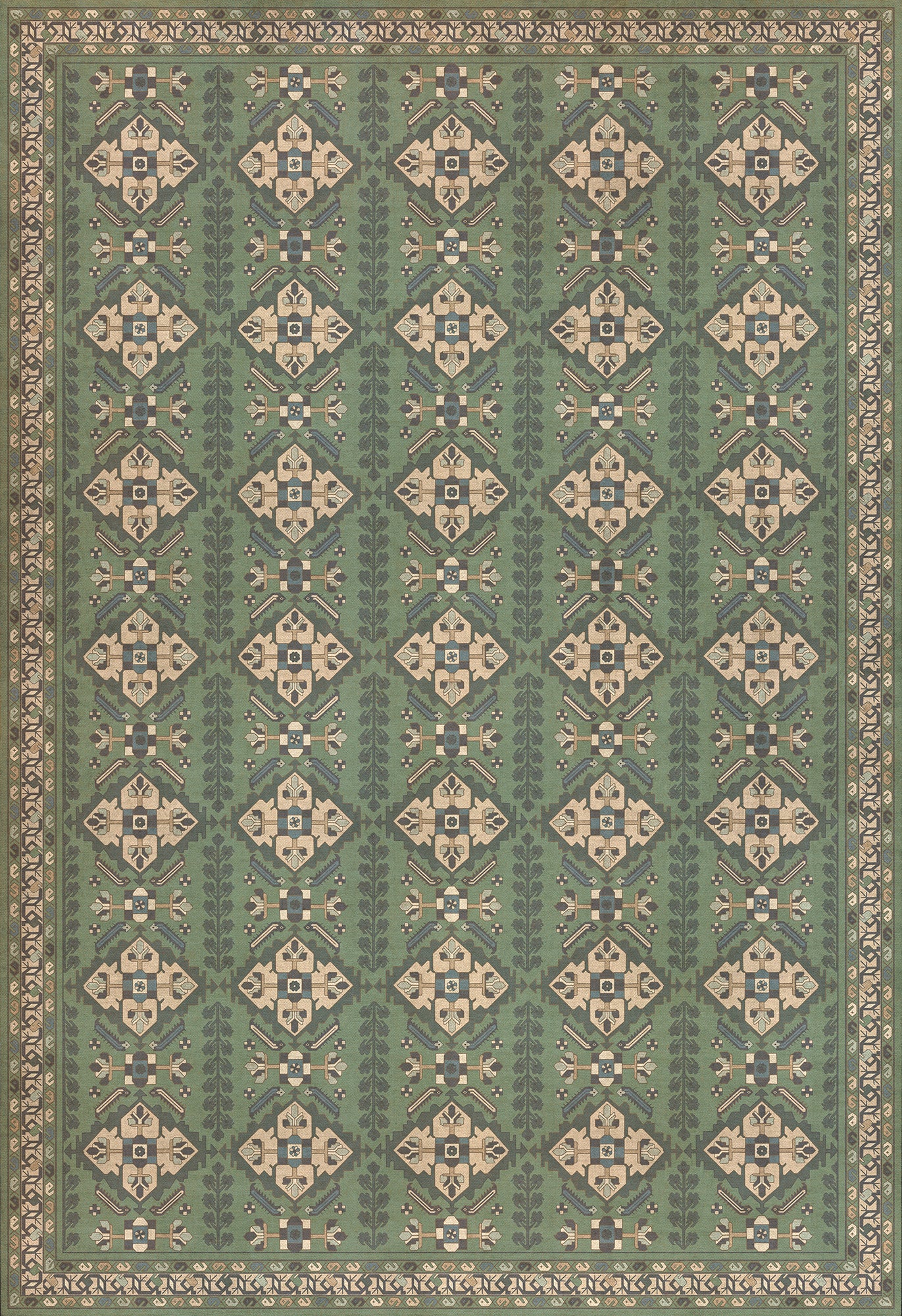 Persian Bazaar - Hamadan - Yakamoz 96x140 Vintage Vinyl Floorcloth
