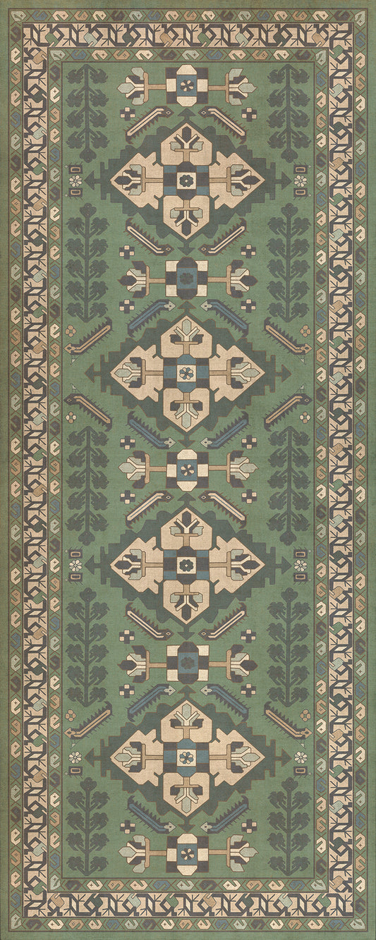 Persian Bazaar - Hamadan - Yakamoz 36x90 Vintage Vinyl Floorcloth