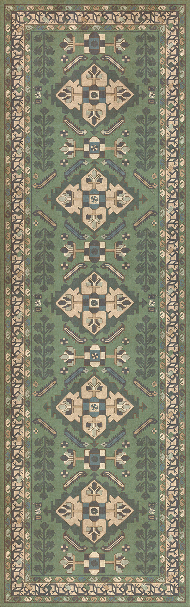 Persian Bazaar - Hamadan - Yakamoz 36x115 Vintage Vinyl Floorcloth