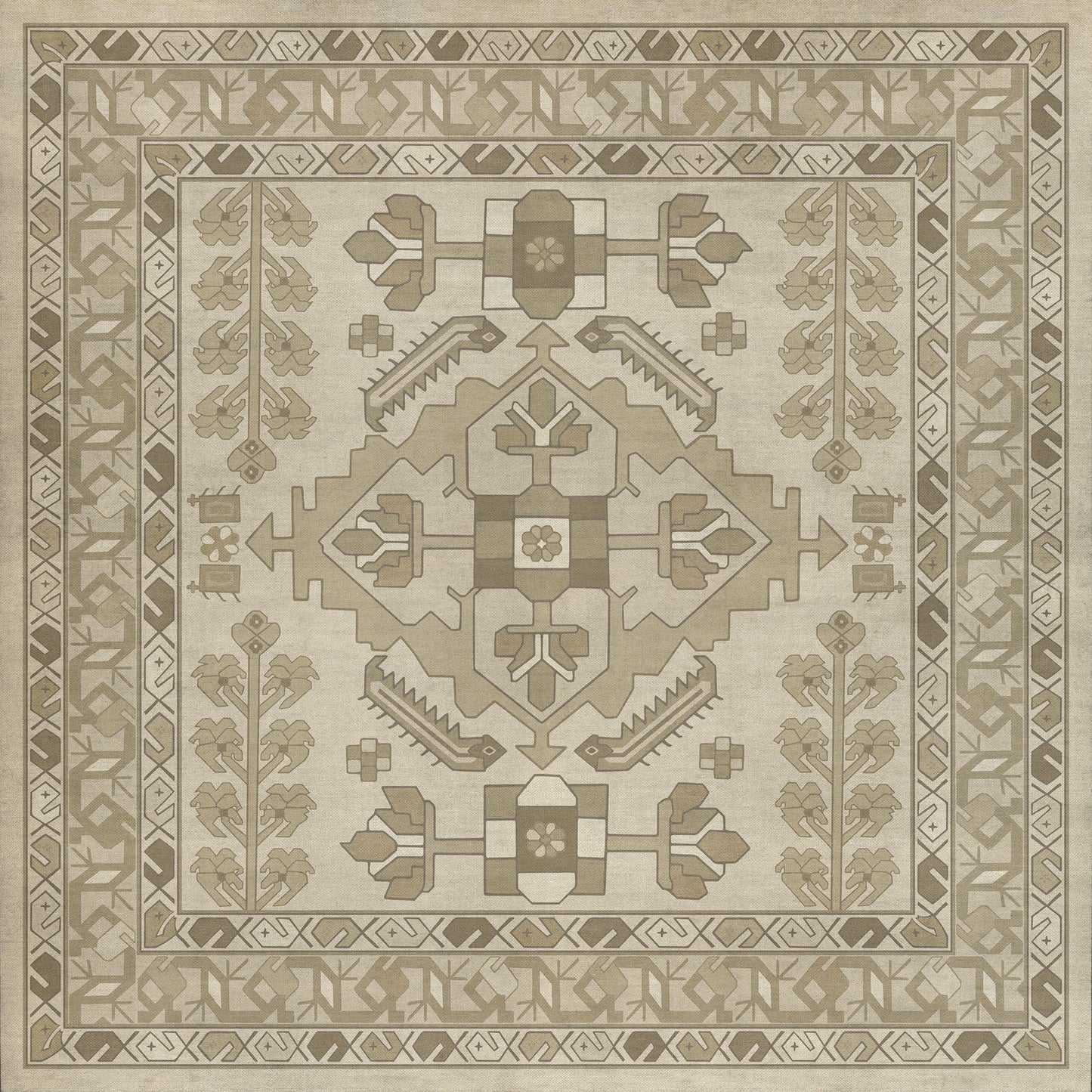 Persian Bazaar - Hamadan - Yasmine 36x36 Vintage Vinyl Floorcloth