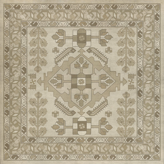 Persian Bazaar - Hamadan - Yasmine 36x36 Vintage Vinyl Floorcloth