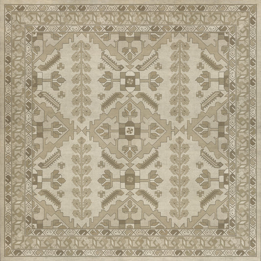 Persian Bazaar - Hamadan - Yasmine 48x48 Vintage Vinyl Floorcloth