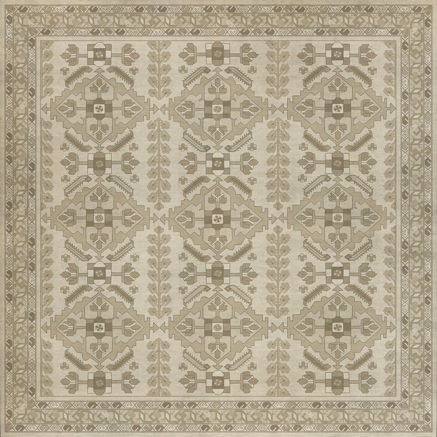 Persian Bazaar - Hamadan - Yasmine 72x72 Vintage Vinyl Floorcloth