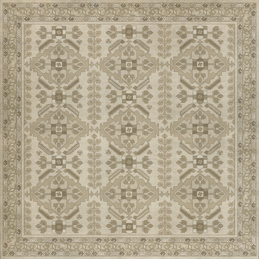 Persian Bazaar - Hamadan - Yasmine 72x72 Vintage Vinyl Floorcloth
