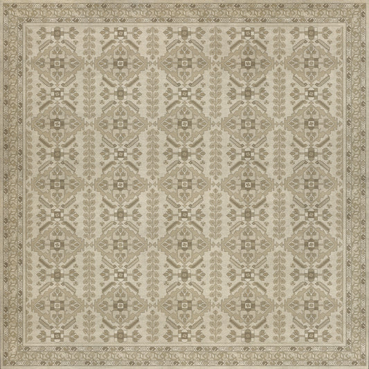 Persian Bazaar - Hamadan - Yasmine 96x96 Vintage Vinyl Floorcloth