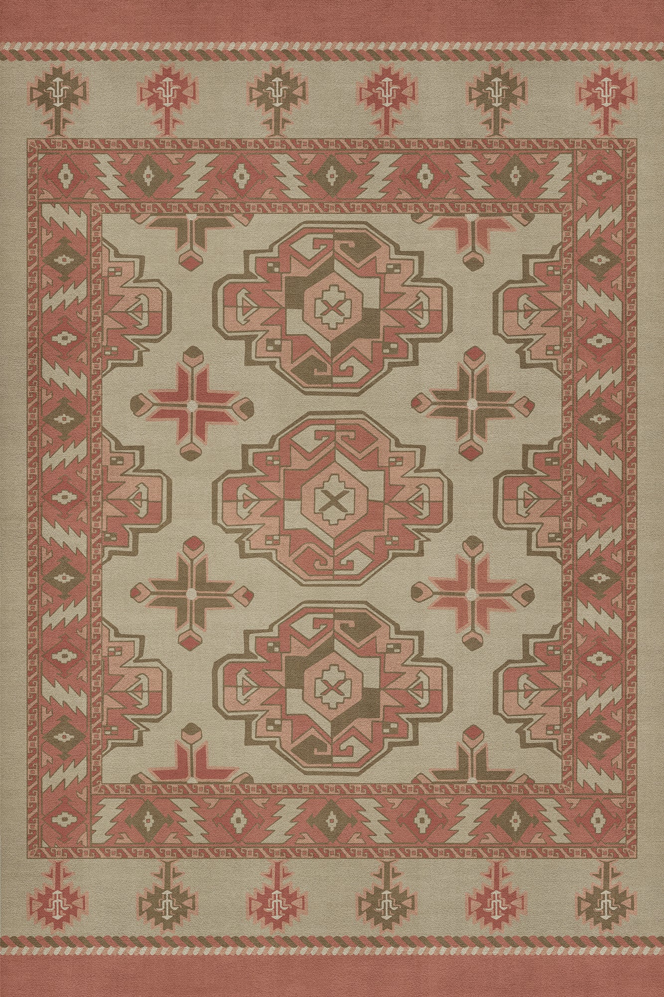Persian Bazaar - Chuval Gul - Lale 20x30 Vintage Vinyl Floorcloth
