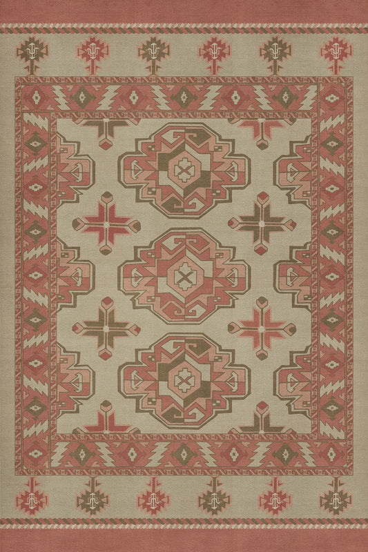 Persian Bazaar - Chuval Gul - Lale 20x30 Vintage Vinyl Floorcloth